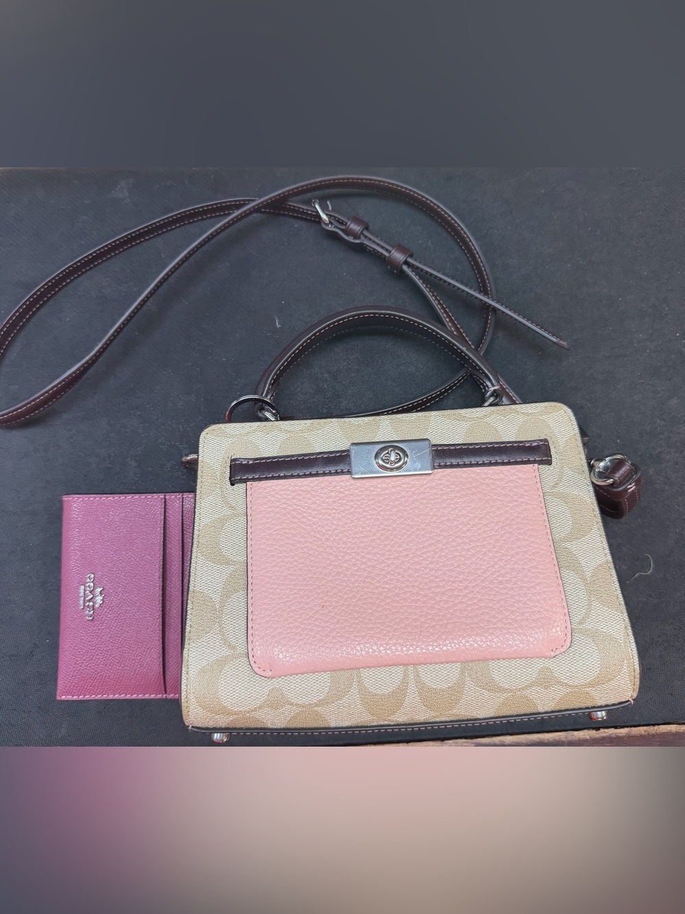 Coach Mini Lane Top Handle In Colorblock Signature Canvas w/ card holder